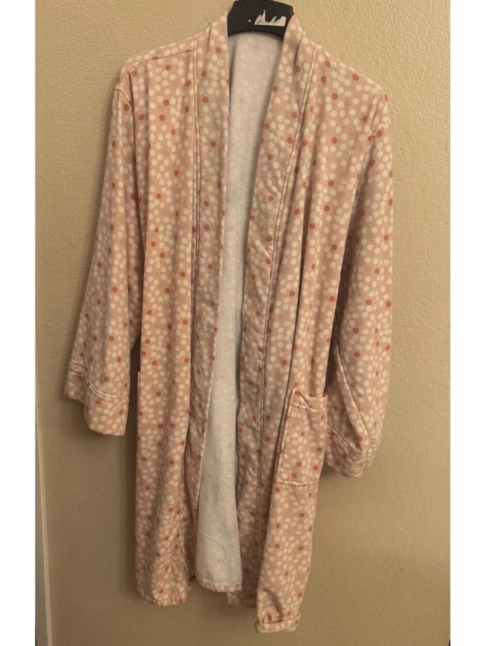 Room Essentials Pink White Polka Dot Shawl Collar Belted Tie Robe XL